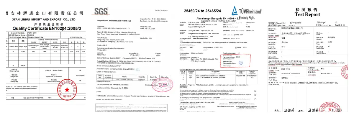 Mill test certificates